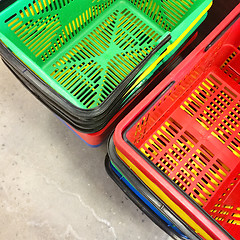 Image showing Colorful shopping baskets