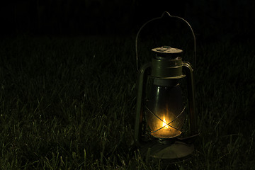 Image showing Vintage lantern in the night.