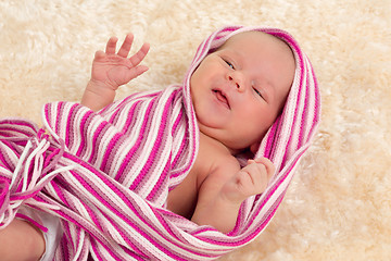 Image showing smiling newborn baby