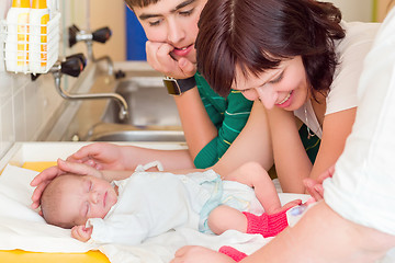 Image showing sleeping newborn baby in the hospital