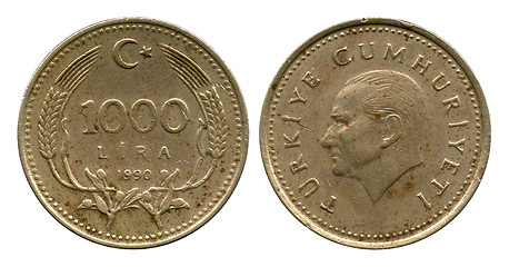 Image showing thousand lira, Turkey, Atatyurk, 1990