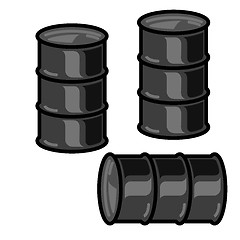 Image showing Silhouettes  metal barrels  for oil on white background. Vector 