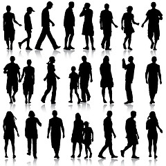 Image showing Black silhouettes of beautiful mans and womans on white backgrou