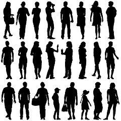 Image showing Black silhouettes of beautiful mans and womans on white backgrou