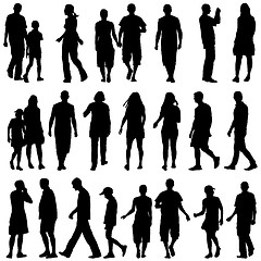 Image showing Black silhouettes of beautiful mans and womans on white backgrou