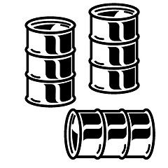 Image showing Silhouettes  metal barrels  for oil on white background. Vector 