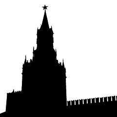 Image showing Moscow, Russia, Kremlin Spasskaya Tower with clock, silhouette, 