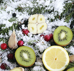 Image showing Fruit on snow