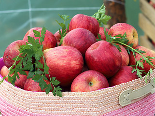 Image showing Red apples basket