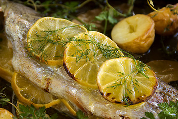Image showing Lemon On Trout Fillet