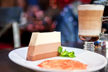 Image showing tasty cake with coffee cup