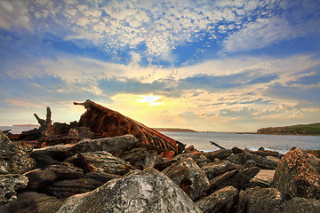 Image showing Rusted shipwreck at Botany Bay Sydney Australia