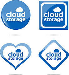Image showing cloud storage - cloud computing icon stickers set isolated on white