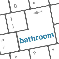 Image showing bathroom word on keyboard key, notebook computer