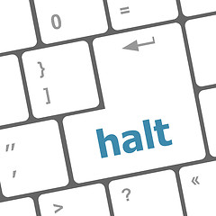 Image showing halt keys on computer keyboard, business concept