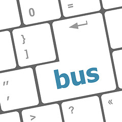 Image showing bus word icon on laptop keyboard keys