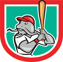 Image showing Catfish Baseball Hitter Batting Cartoon Shield