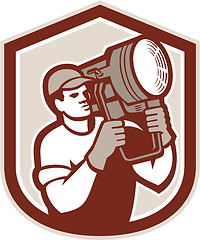 Image showing Electrical Lighting Technician Carry Spotlight Shield