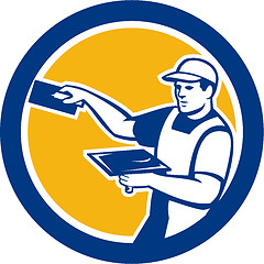 Image showing Plasterer With Trowel Circle Retro