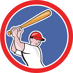 Image showing Baseball Player Batting Circle Cartoon