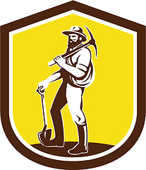 Image showing Coal Miner Carry Pick Axe Shoulder Retro