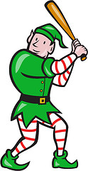 Image showing Elf Baseball Player Batting Isolated Full Cartoon