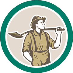 Image showing Prospector Miner With Shovel Circle Retro