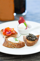 Image showing Bruschetta appetizers on plate