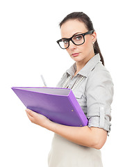 Image showing business woman with a purple folder