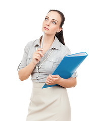 Image showing business woman with a blue folder