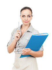 Image showing business woman with a blue folder