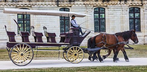 Image showing Carriage in Front of Chambord Castle