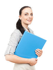 Image showing business woman with a blue folder