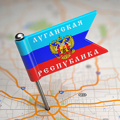 Image showing Luhansk People's Republic Small Flag on a Map Background.