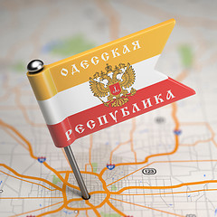 Image showing Odessa People's Republic Small Flag on a Map Background.