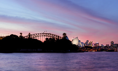 Image showing SYDNEY AUSTRALIA - APRIL  8, 2014; Pink and Red Sunset  sky over