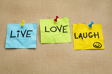 Image showing live, love, laugh - reminder notes