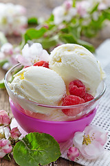 Image showing Vanilla Ice Cream with fresh berries