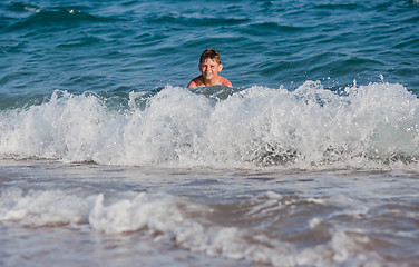 Image showing Happy in the sea