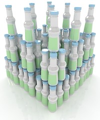 Image showing Plastic milk products bottles set 