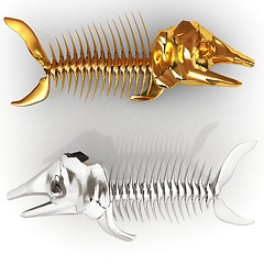 Image showing 3d metall illustration of fish skeleton 