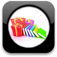 Image showing Glossy icon with gift and book 