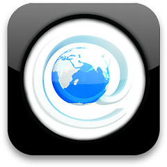 Image showing Glossy icon with mail and Earth 