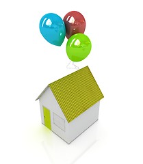 Image showing House with colorful balloons 
