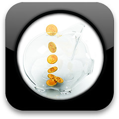 Image showing Glossy icon with glass piggy bank