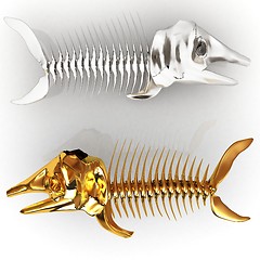 Image showing 3d metall illustration of fish skeleton 