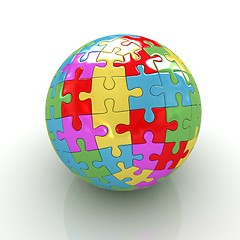 Image showing Sphere collected from colorful puzzle 