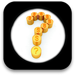 Image showing Glossy icon with Question mark in the form of gold coins with do