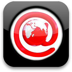 Image showing Glossy icon with mail and Earth 