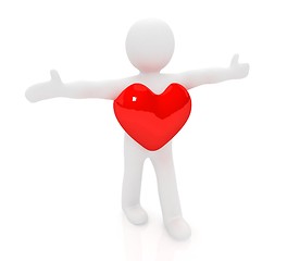 Image showing 3d small man with a heart